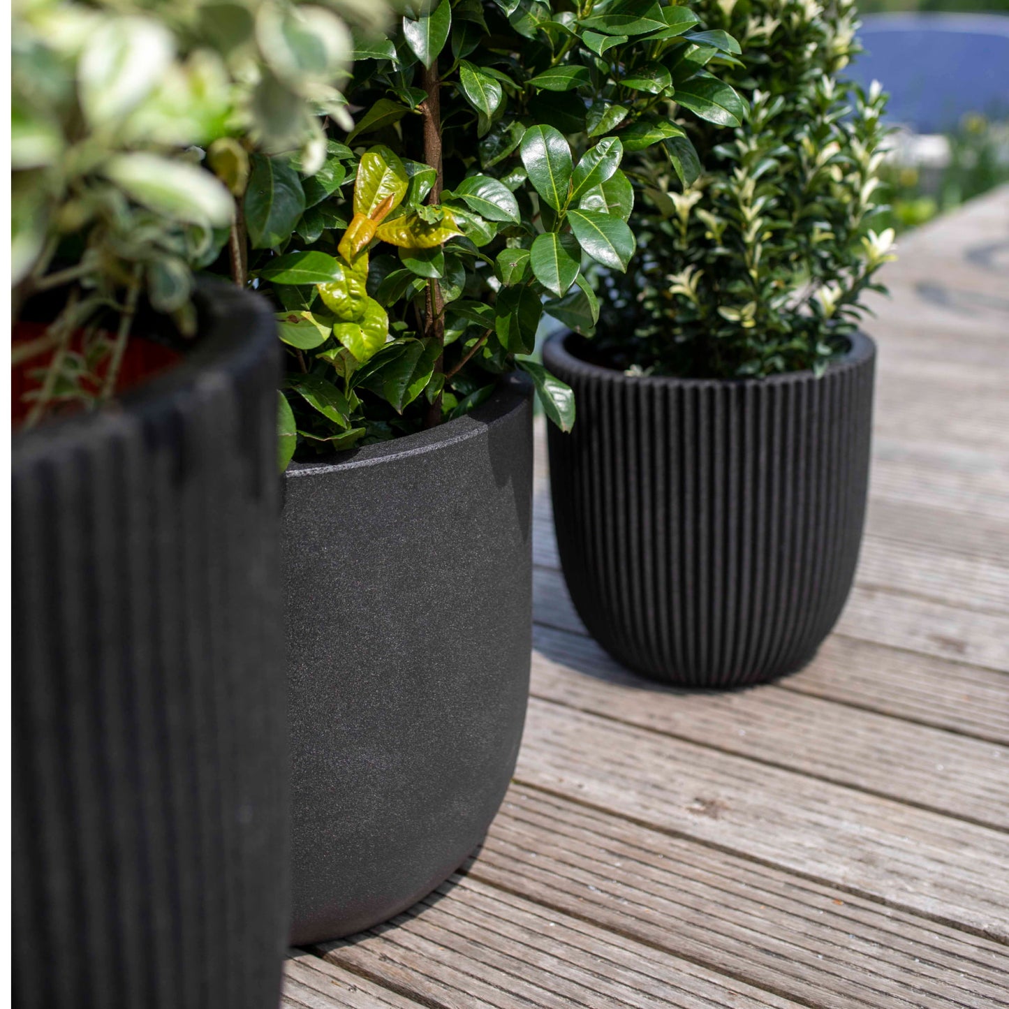 Capi Nature Groove Planter Ball Intense Black