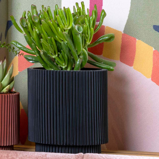 Capi Nature Groove Vase Cylinder Black