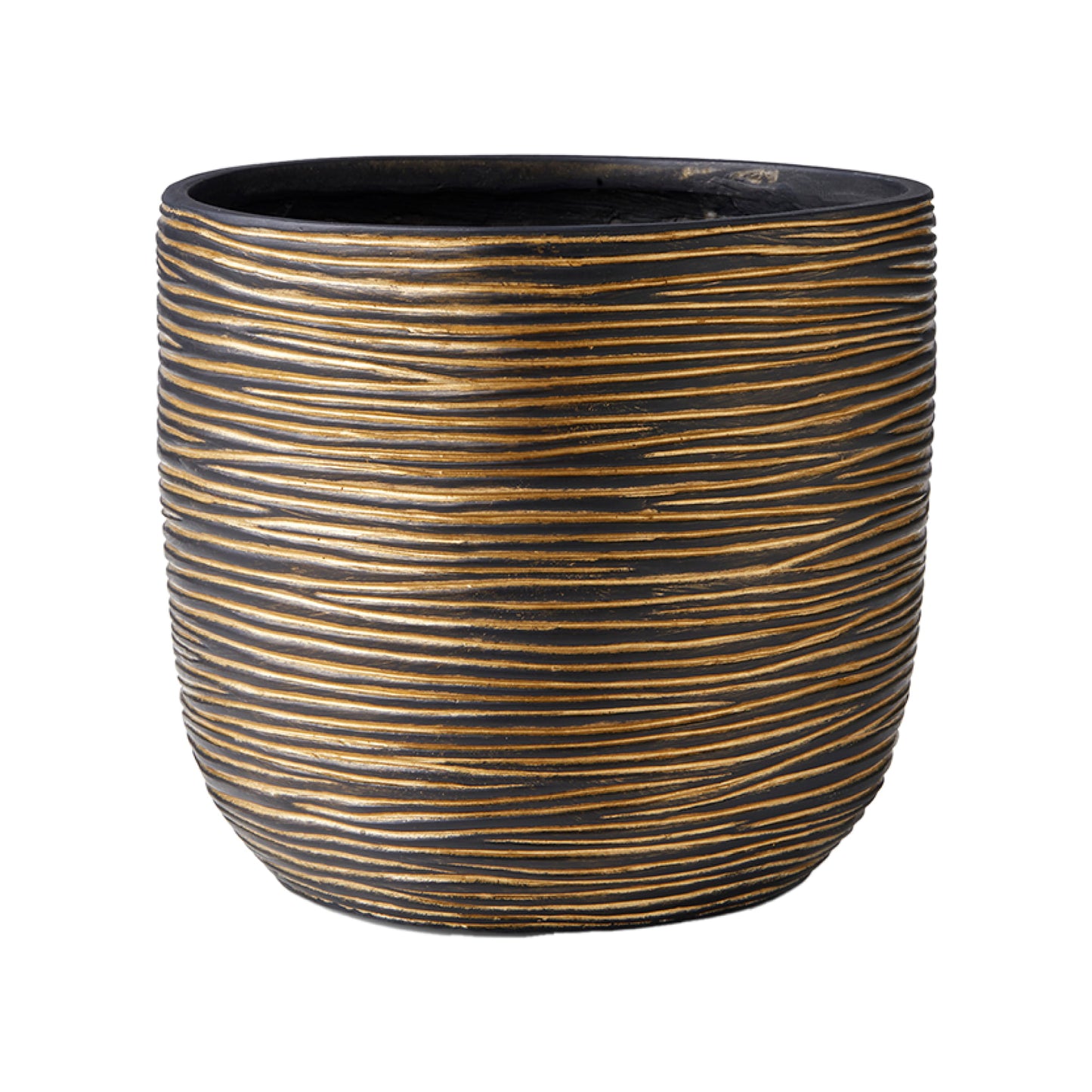 Capi Nature Rib Planter Ball Black Gold