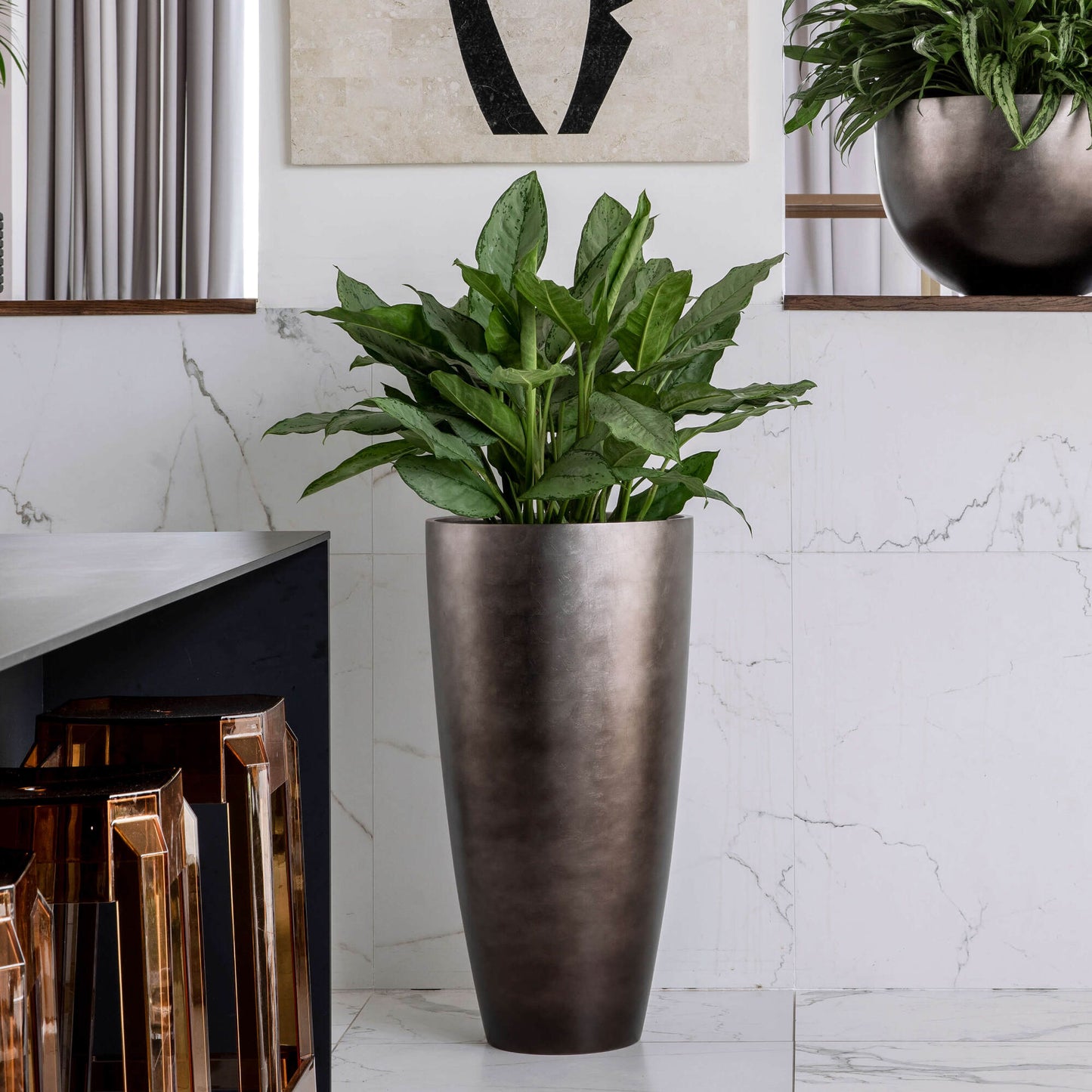 Baq Metallic Silver leaf Globe Matt Coffee s vložkou
