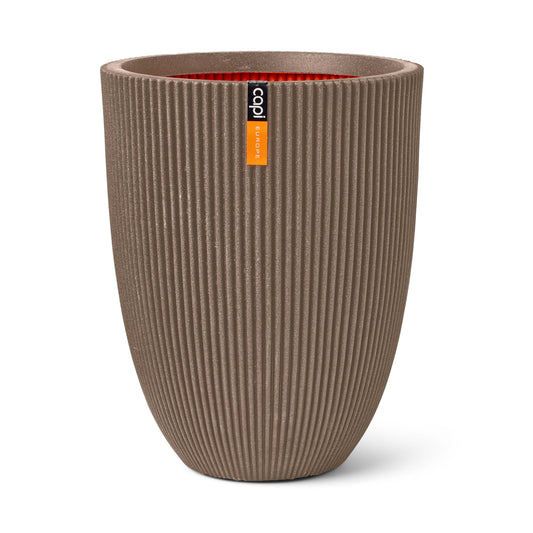 Capi Nature Groove NL Vase Elegant Low Warm Taupe