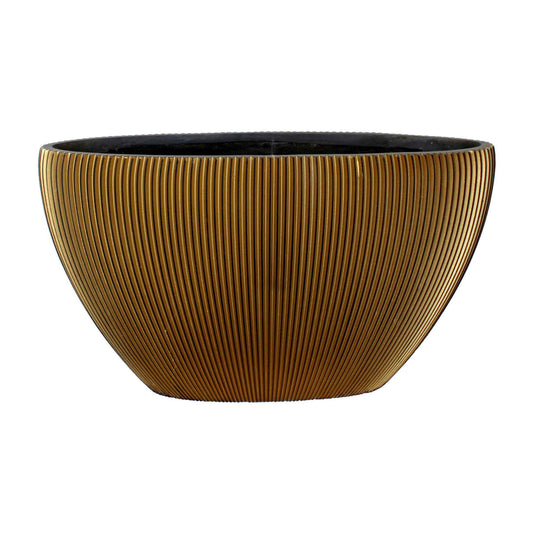 Capi Nature Groove Planter Oval Black Gold