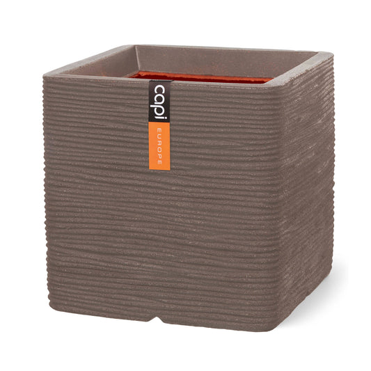 Capi Nature Rib NL Planter Square Warm Taupe
