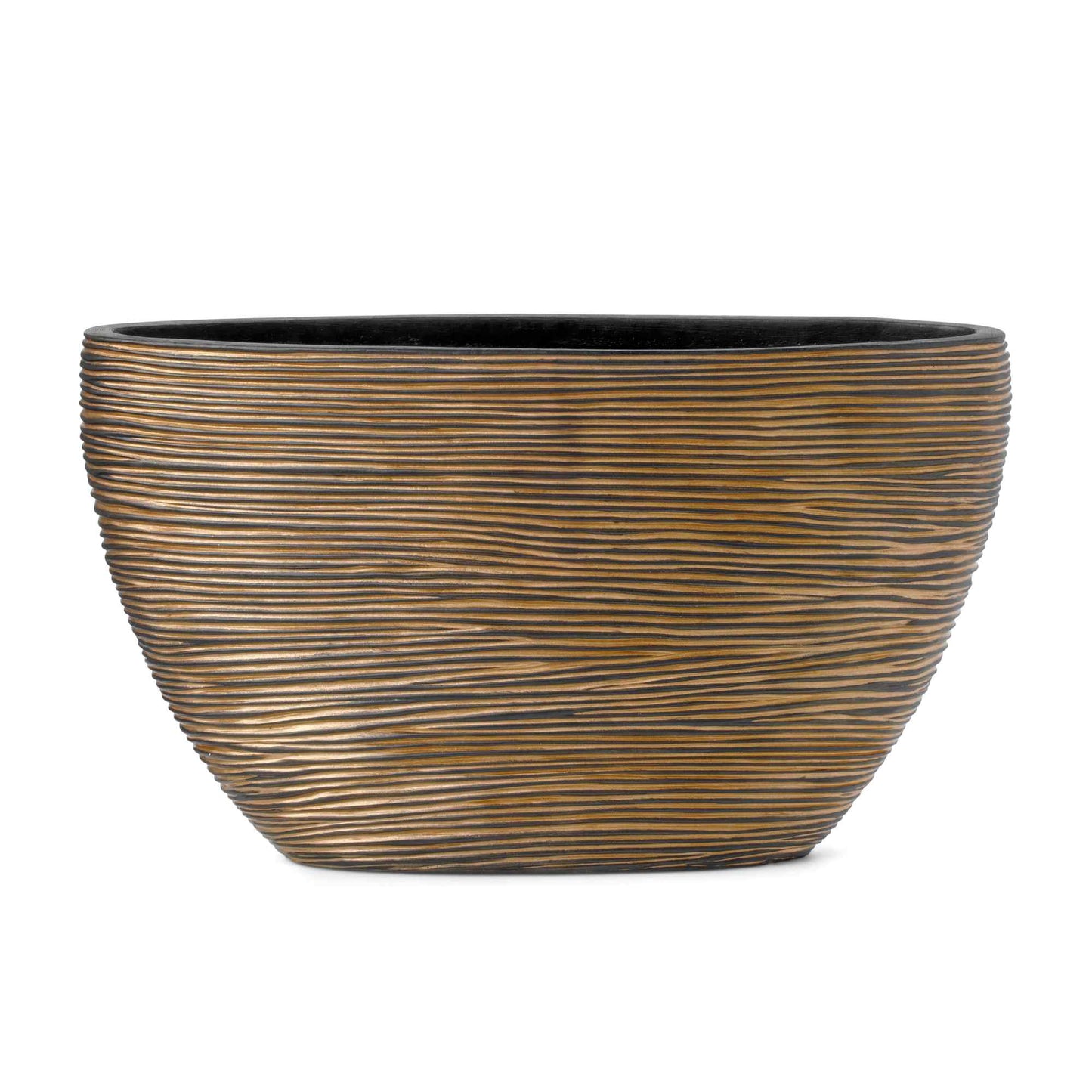 Capi Nature Rib Planter Oval Black Gold