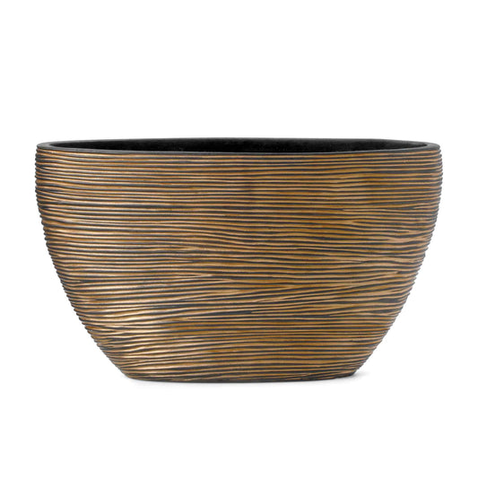 Capi Nature Rib Planter Oval Black Gold