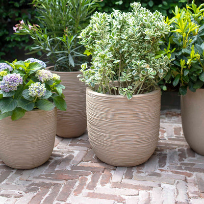 Capi Waste Rib NL Planter Ball Terrazzo Beige