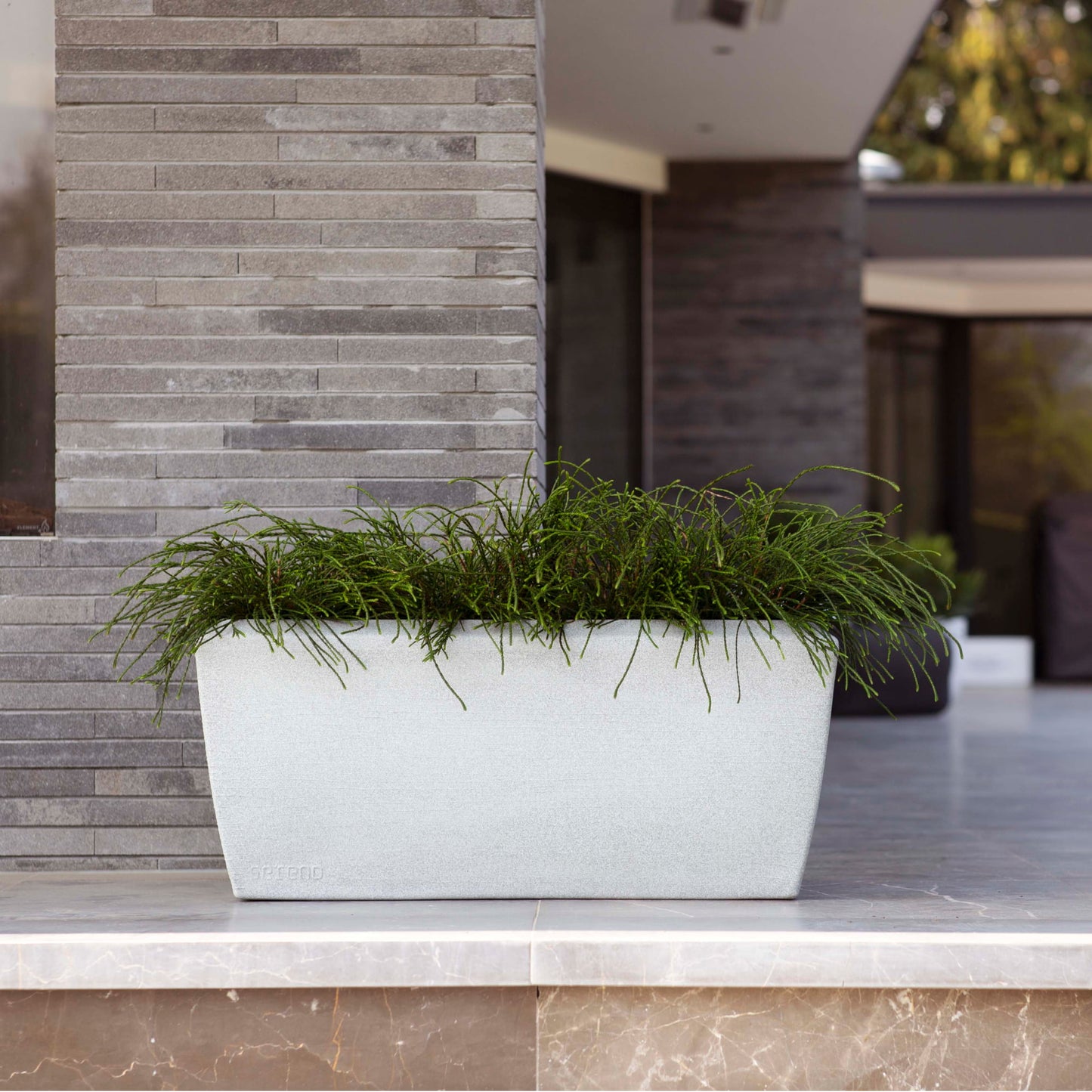Capi Arc Granite Planter Rectangle White