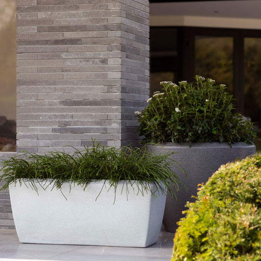Capi Arc Granite Planter Rectangle White