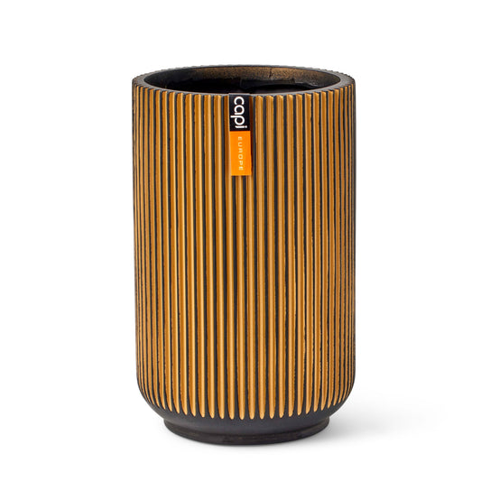 Capi Nature Groove Vase High Black Gold