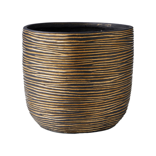 Capi Nature Rib Planter Ball Black Gold