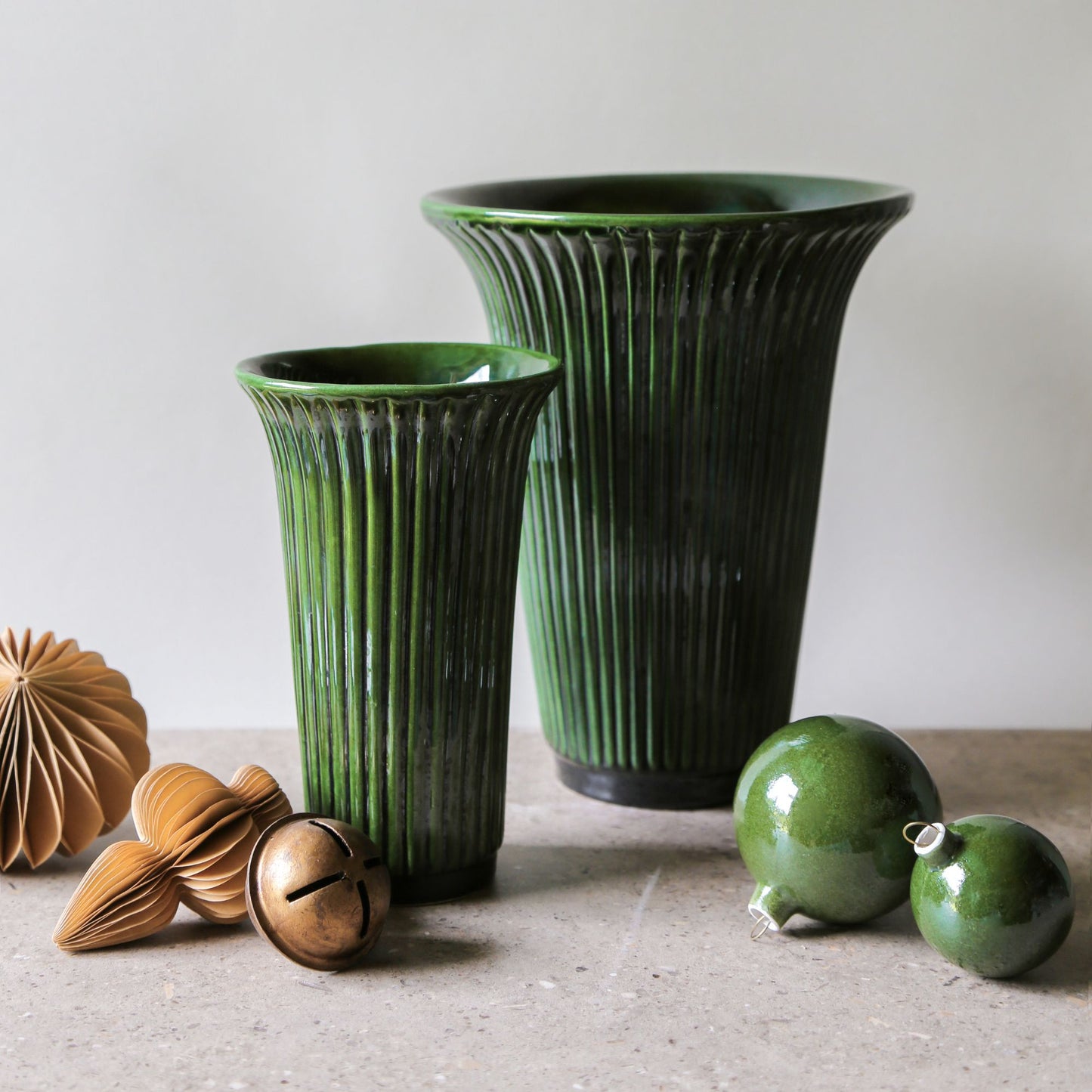 Daisy GLAZED Emerald Green Vase