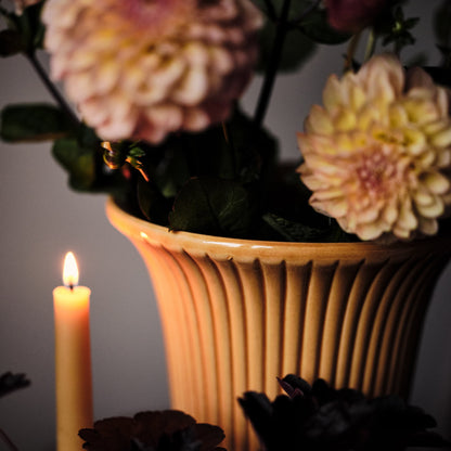 Daisy Glazed Amber Yellow Vase