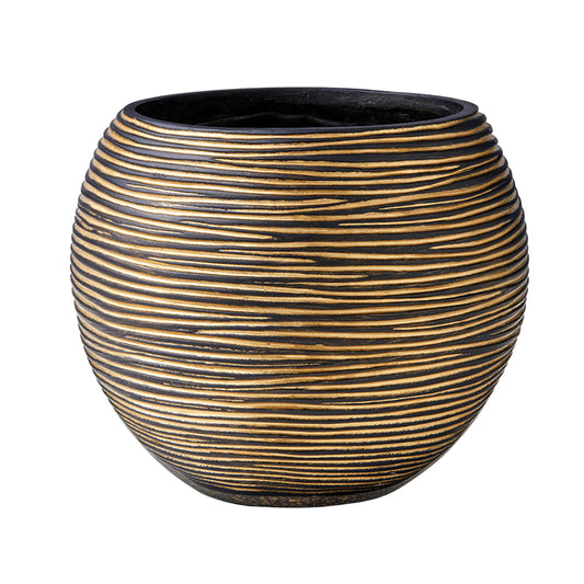 Capi Nature Rib Vase Ball Black Gold